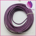 purple color real leather cord 3.0mm braided cord for bracelet